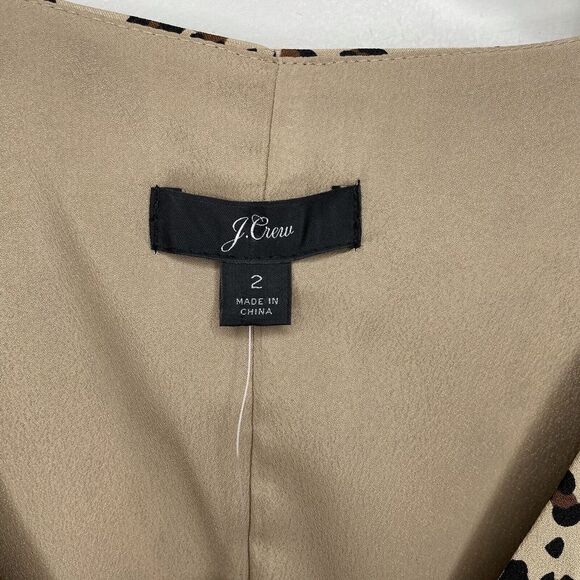 J CREW Womens Brown Leopard Button Front Midi Dress NEW $148 Long Sleeve SZ: 2 - Picture 9 of 11